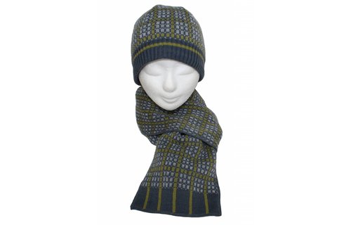 Kindermuts en Sjaal Grijs/Oker Kindermuts en Sjaal Grijs/Oker