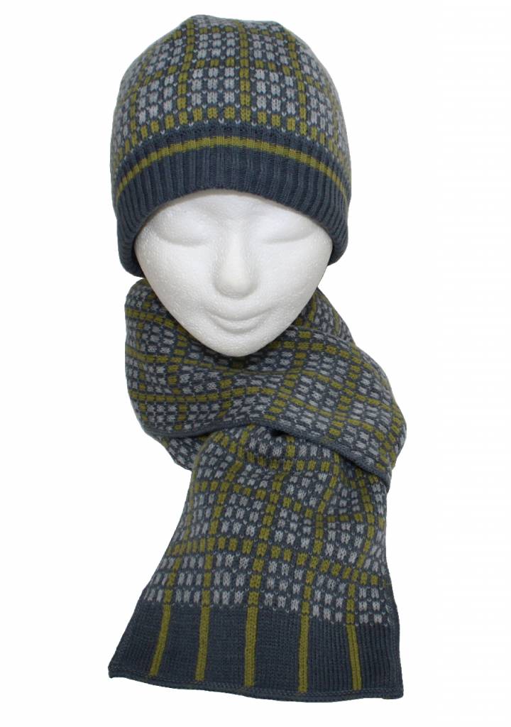 Kindermuts en Sjaal Grijs/Oker Kindermuts en Sjaal Grijs/Oker