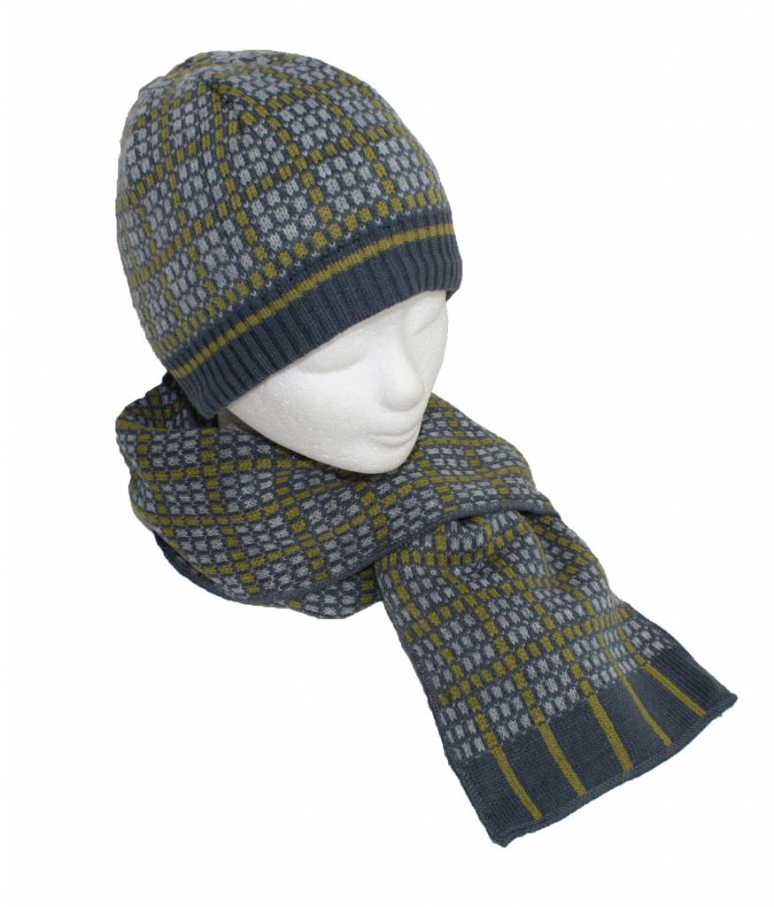 Kindermuts en Sjaal Grijs/Oker Kindermuts en Sjaal Grijs/Oker