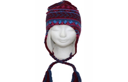 Peru Muts Jacquard bordeaux/blauw Peru Muts Jacquard bordeaux/blauw