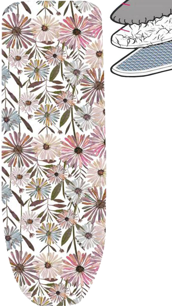 Strijkplankhoes 2 laags met elastiek A - Flower Party