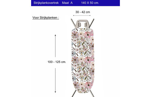 Strijkplankhoes 2 laags met elastiek A - Flower Party