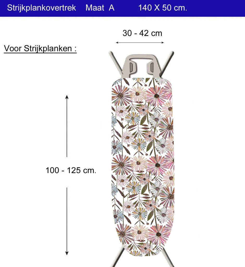 Strijkplankhoes 2 laags met elastiek A - Flower Party
