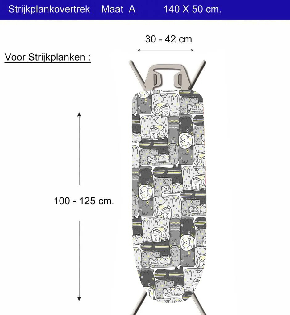 Strijkplankhoes 2 laags met elastiek A - Gattini
