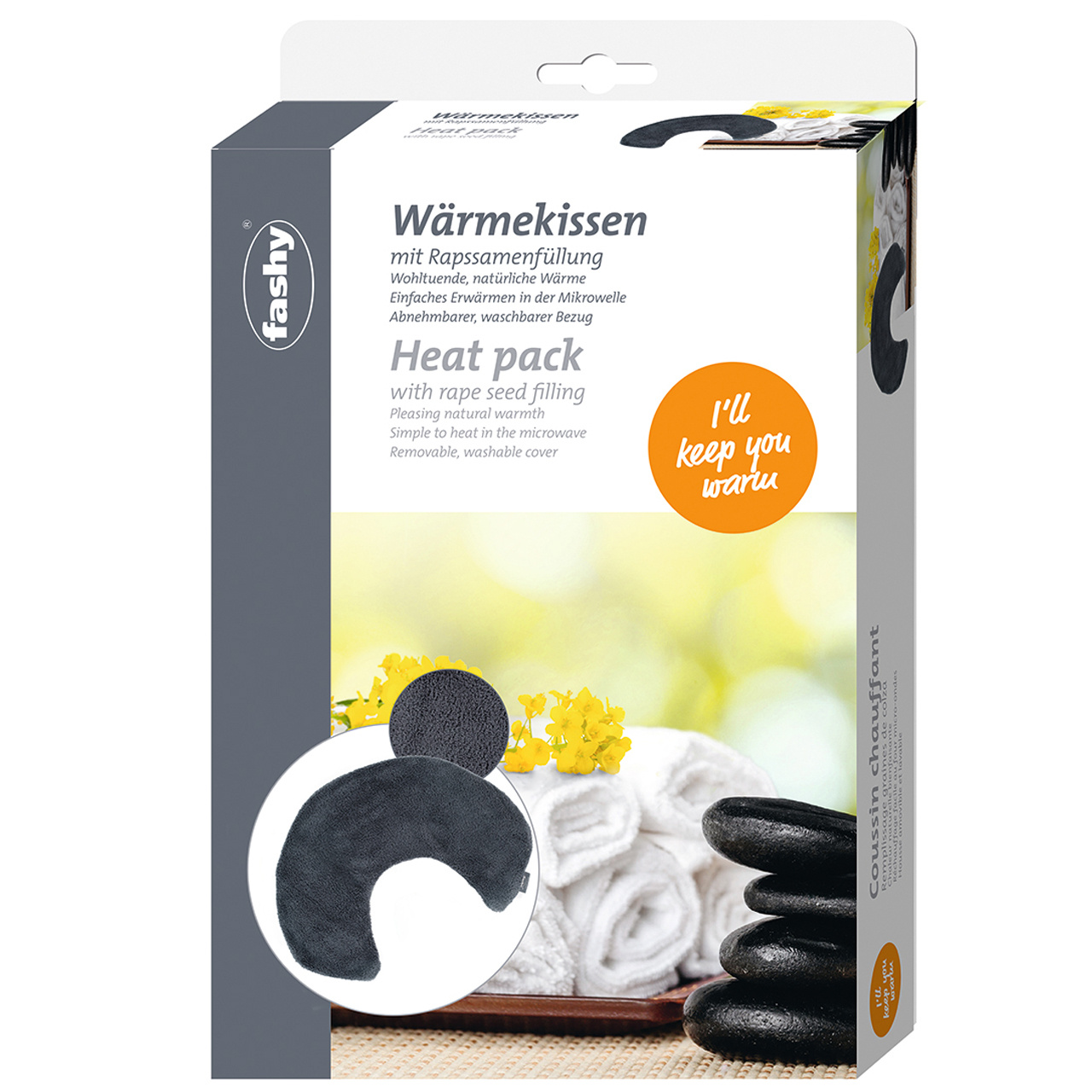 Koolzaadkussen in kraagvorm  Antraciet  ca. 48 x 35 cm. Koolzaadkussen in kraagvorm  Antraciet  ca. 48 x 35 cm.