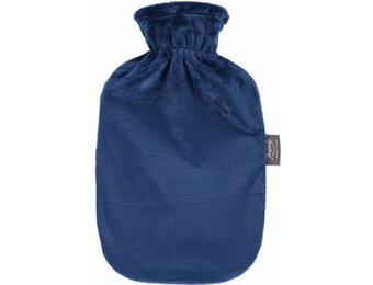 Warmwaterkruik  zachte velours Navy Blue  2 L