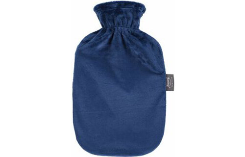 Warmwaterkruik  zachte velours Navy Blue  2 L