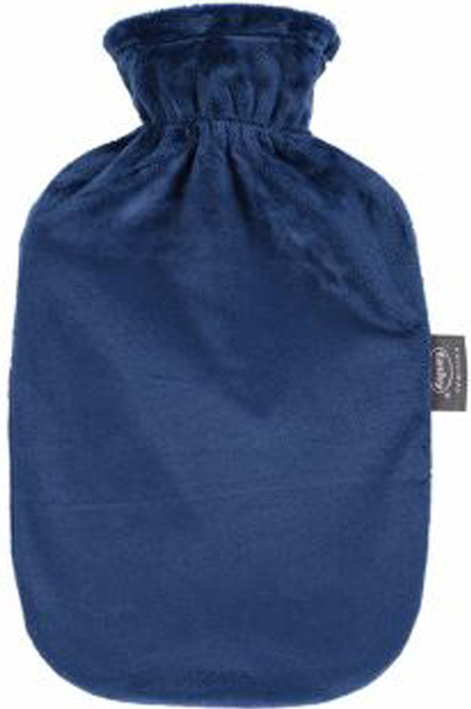 Warmwaterkruik  zachte velours Navy Blue  2 L
