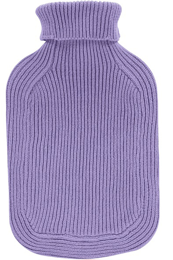 Warmwaterkruik 2 L. met gebreide hoes knitted Lilac