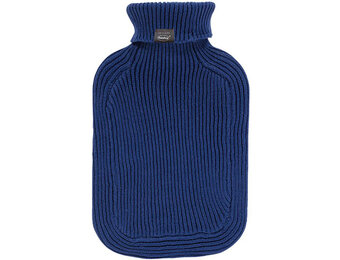 Warmwaterkruik 2 L. met gebreide hoes knitted  Navy Blue