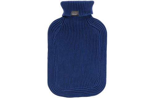 Warmwaterkruik 2 L. met gebreide hoes knitted  Navy Blue