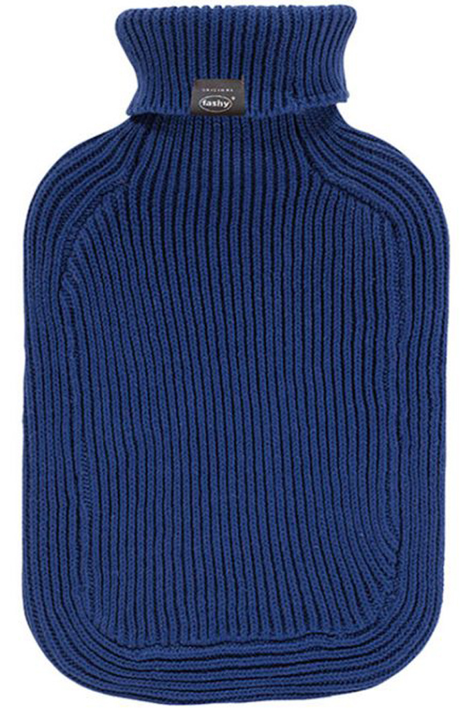 Warmwaterkruik 2 L. met gebreide hoes knitted  Navy Blue