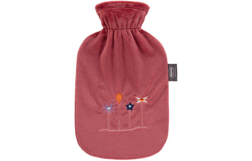 Warmwaterkruik 2 L.  zachte hoes   -  bloemen design