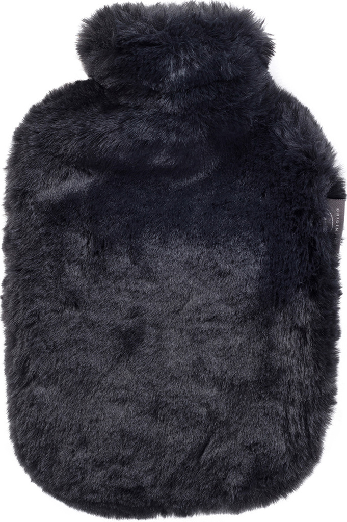 Warmwaterkruik 2 l. met extra zachte fleece hoes  Black