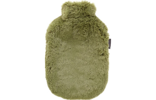 Warmwaterkruik 2 l. met extra zachte fleece hoes  olive green