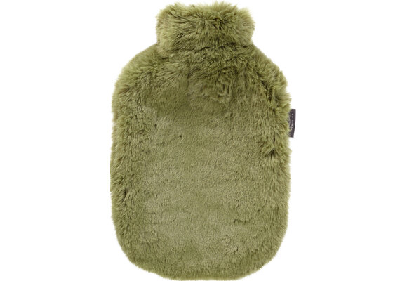 Warmwaterkruik 2 l. met extra zachte fleece hoes  olive green