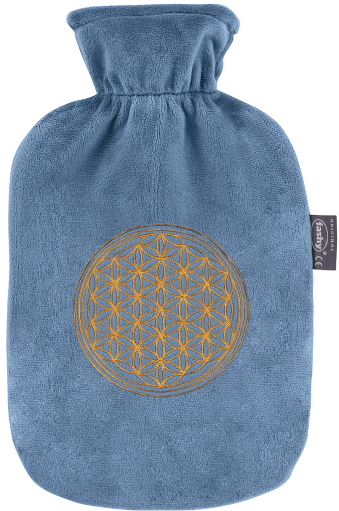 Warmwaterkruik 2 L. Fleece hoes - Blue