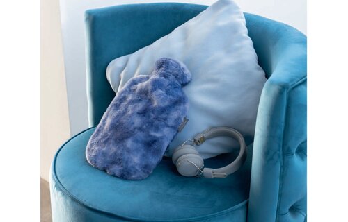Warmwaterkruik 2 l. extra zachte Plusche overtrek - Blue