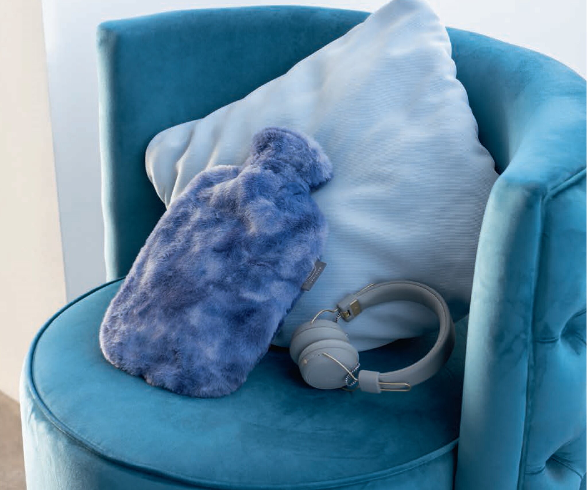 Warmwaterkruik 2 l. extra zachte Plusche overtrek - Blue Warmwaterkruik 2 l. extra zachte Plusche overtrek - Blue