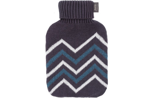 Warmwaterkruik 2 l.  Gebreide hoes  Kraag - Grijs