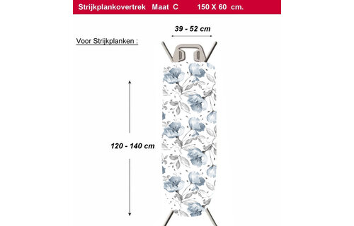 Strijkplankhoes 2 laags met elastiek C -  Mimi