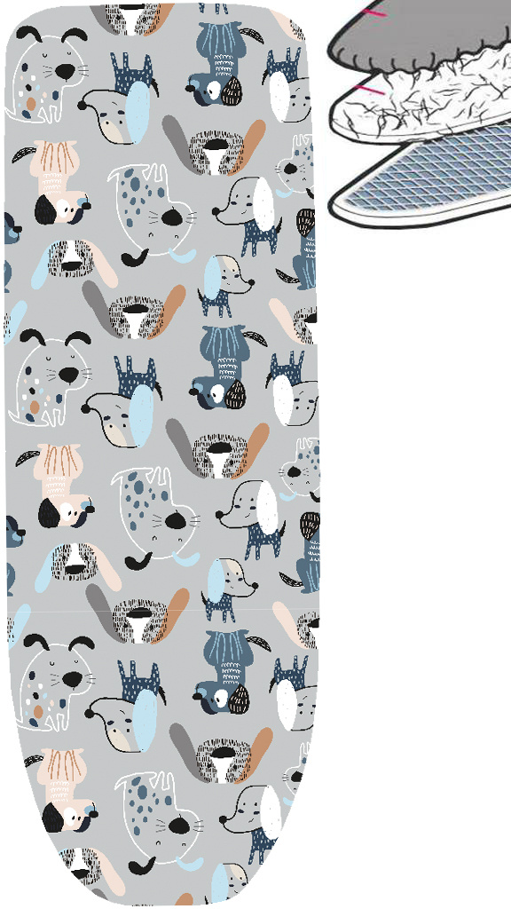 Strijkplankhoes 2 laags met elastiek C - Puppy