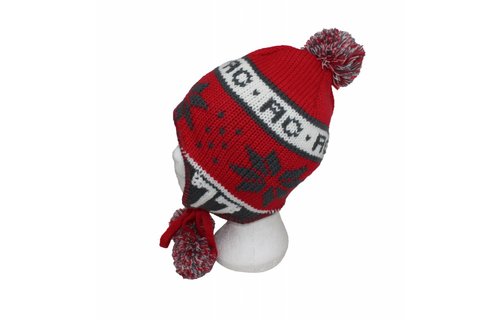 Peru Muts pompons Rood/grijs Peru Muts pompons Rood/grijs
