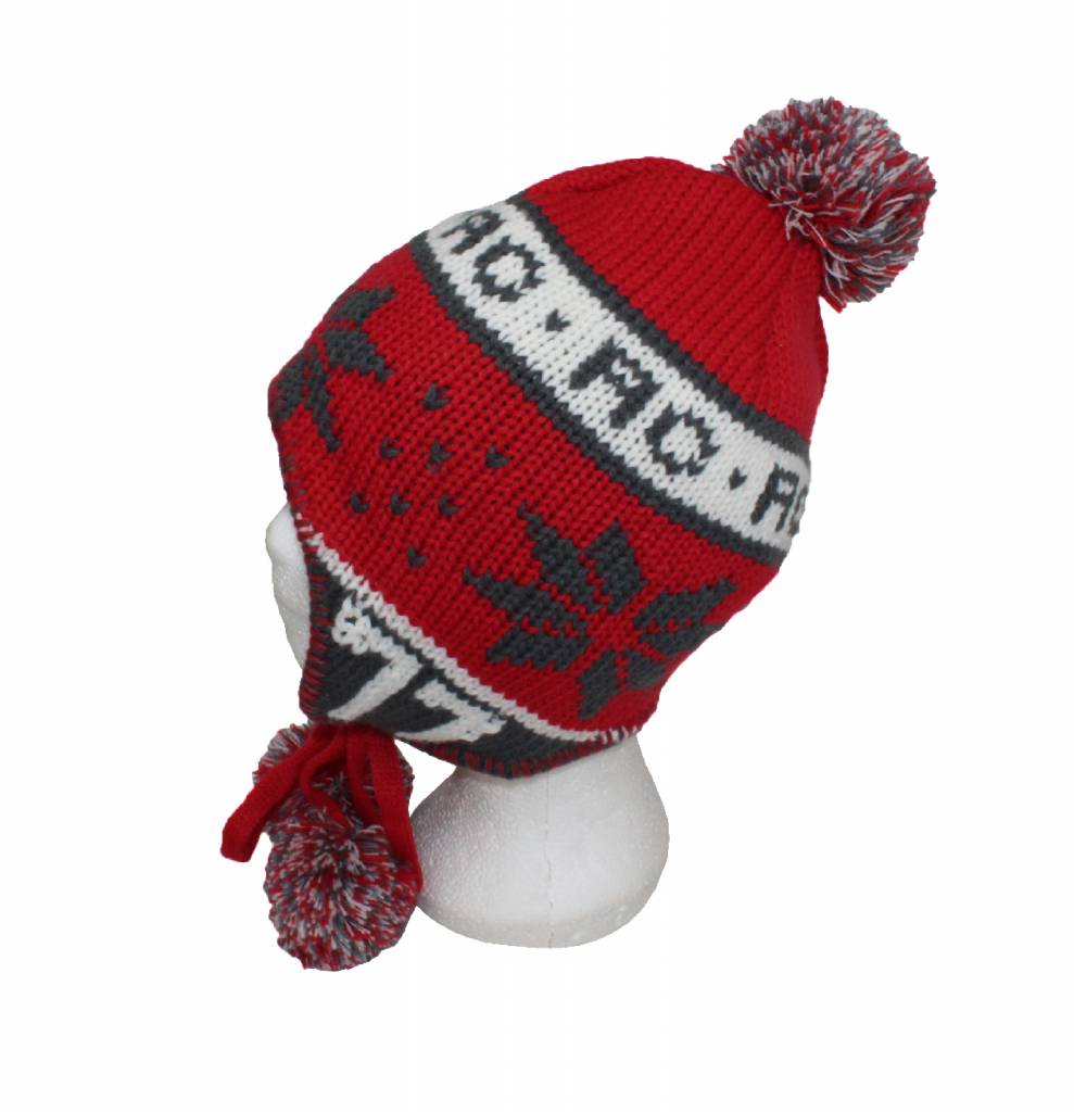 Peru Muts pompons Rood/grijs Peru Muts pompons Rood/grijs