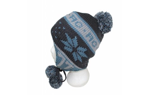 Peru Muts pompons Blauw/grijs Peru Muts pompons Blauw/grijs