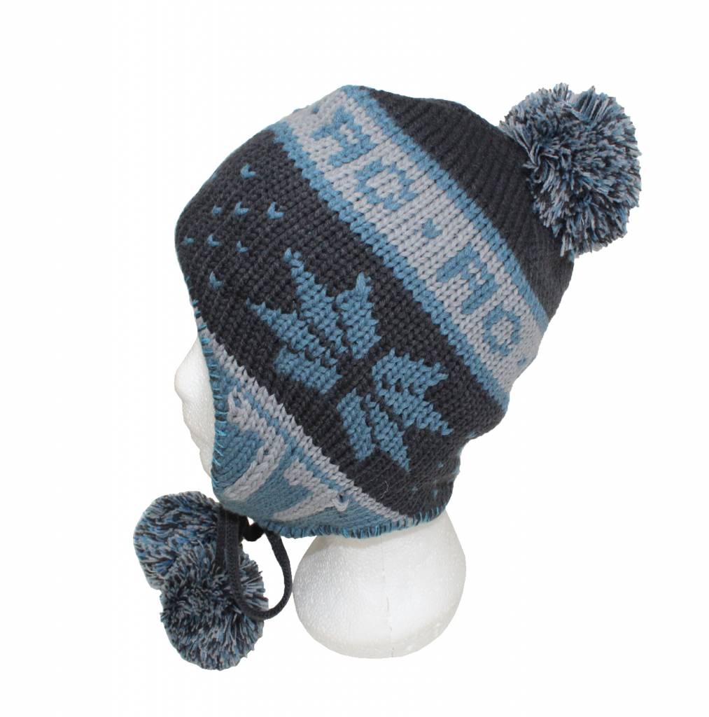 Peru Muts pompons Blauw/grijs Peru Muts pompons Blauw/grijs