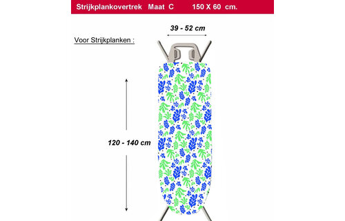 Strijkplankhoes 2 laags met elastiek C - Matissa
