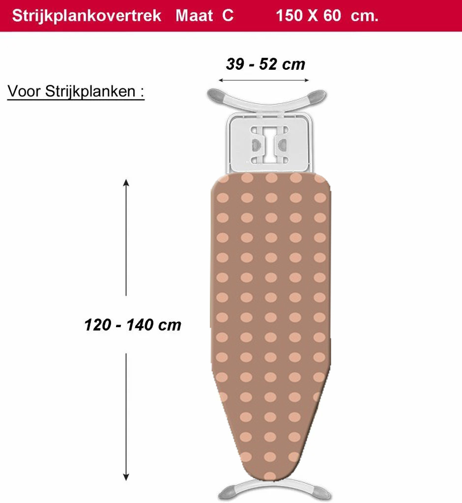 Strijkplankhoes 5 lagen maat C  ROESTBOL Strijkplankhoes 5 lagen maat C  ROESTBOL