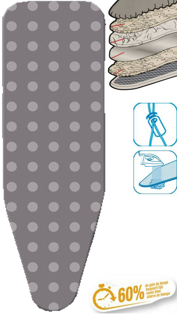 Strijkplankhoes 5 lagen maat C     GRIJSBOL