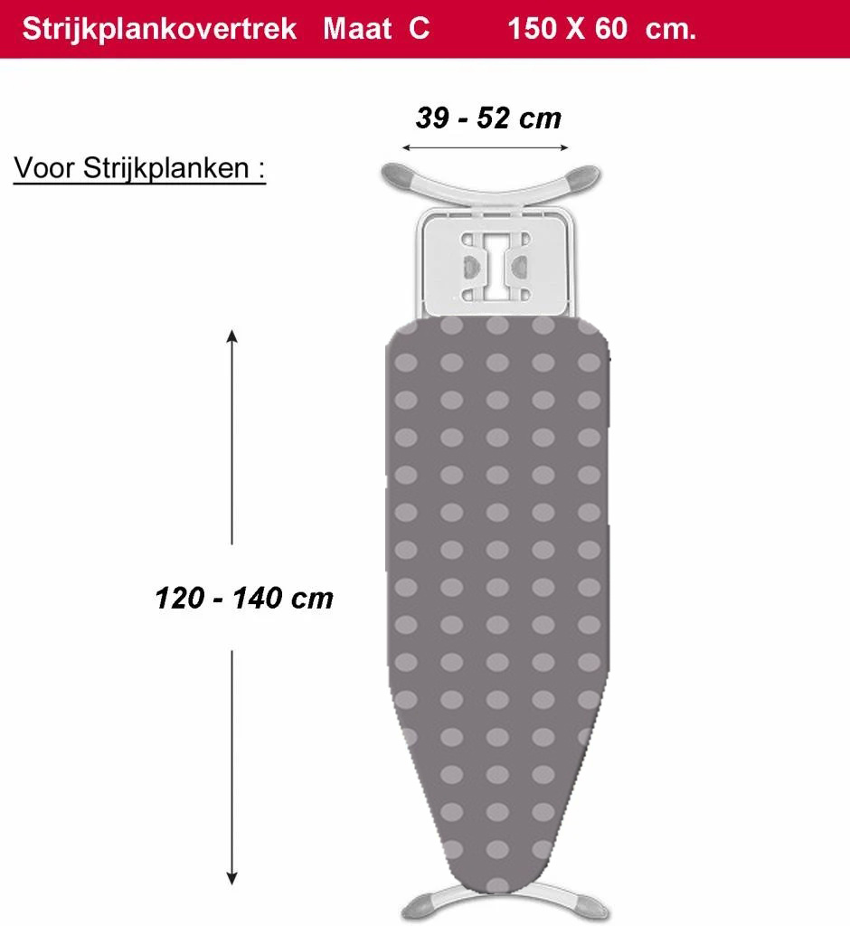 Strijkplankhoes 5 lagen maat C     GRIJSBOL Strijkplankhoes 5 lagen maat C     GRIJSBOL