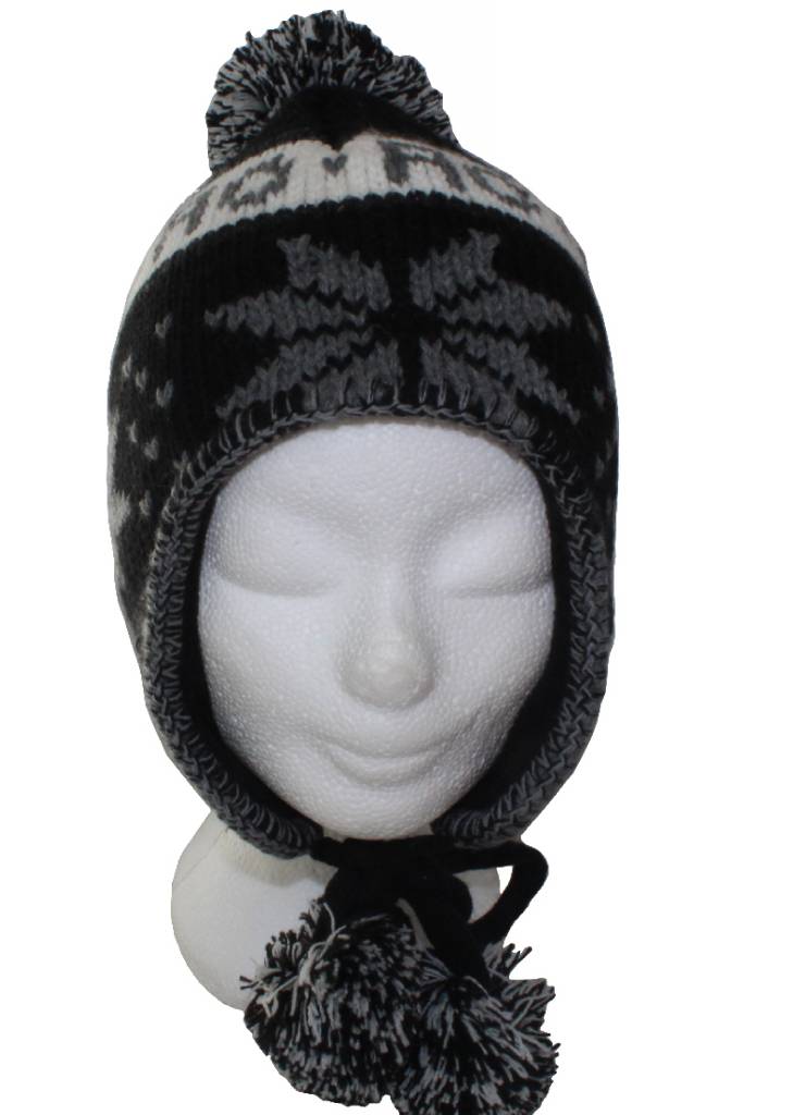 Peru Muts pompons Zwart/grijs