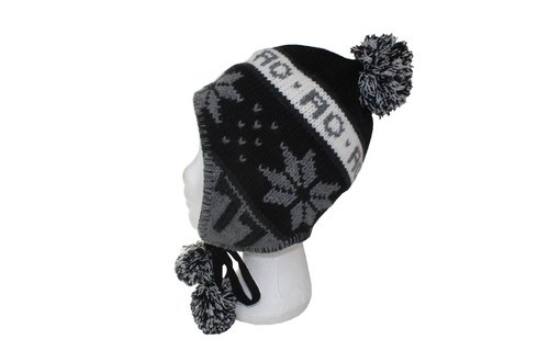 Peru Muts pompons Zwart/grijs Peru Muts pompons Zwart/grijs