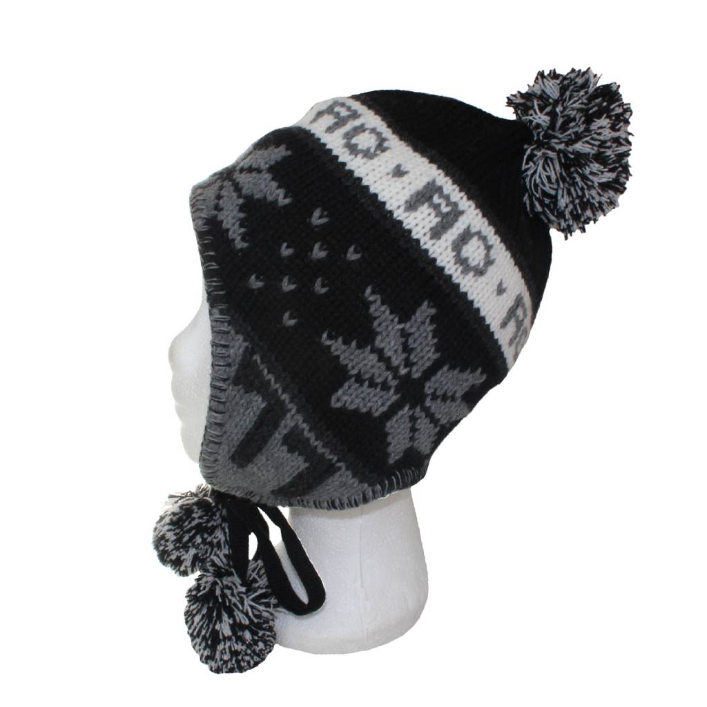 Peru Muts pompons Zwart/grijs Peru Muts pompons Zwart/grijs