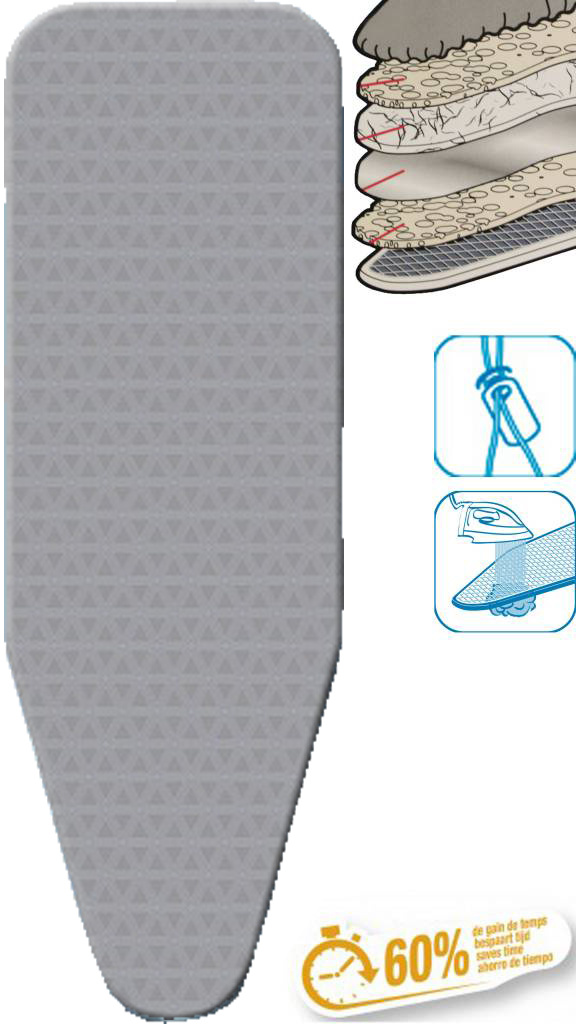 Strijkplankhoes 5 lagen maat C  GRIJSDRIEHOEK