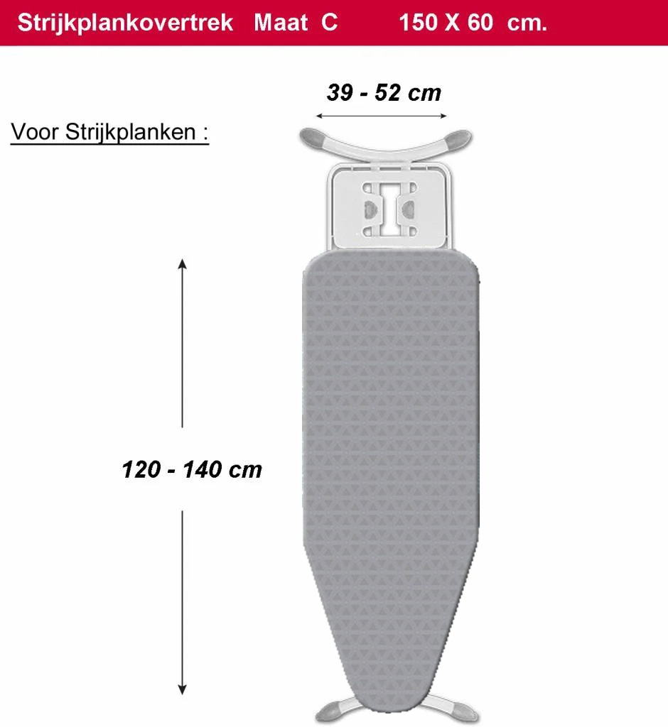 Strijkplankhoes 5 lagen maat C  GRIJSDRIEHOEK Strijkplankhoes 5 lagen maat C  GRIJSDRIEHOEK