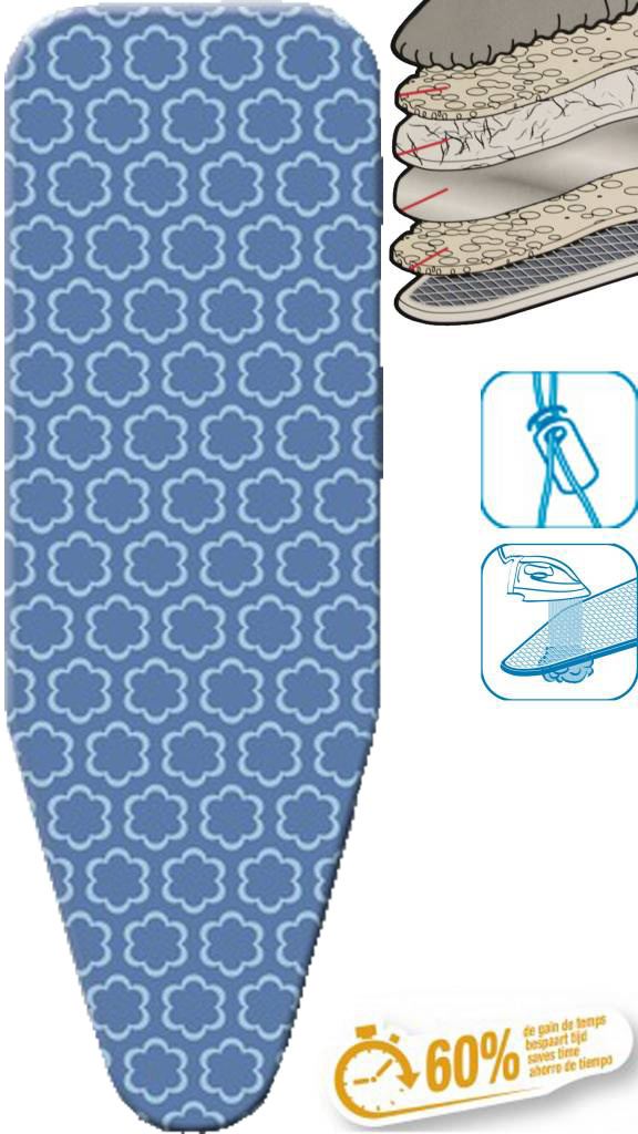 Strijkplankhoes 5 lagen maat C   WOLKBLAUW