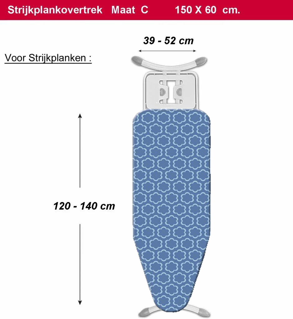 Strijkplankhoes 5 lagen maat C   WOLKBLAUW Strijkplankhoes 5 lagen maat C   WOLKBLAUW