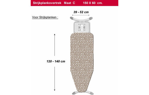Strijkplankhoes 5 lagen maat C   BEIGSNEEUW