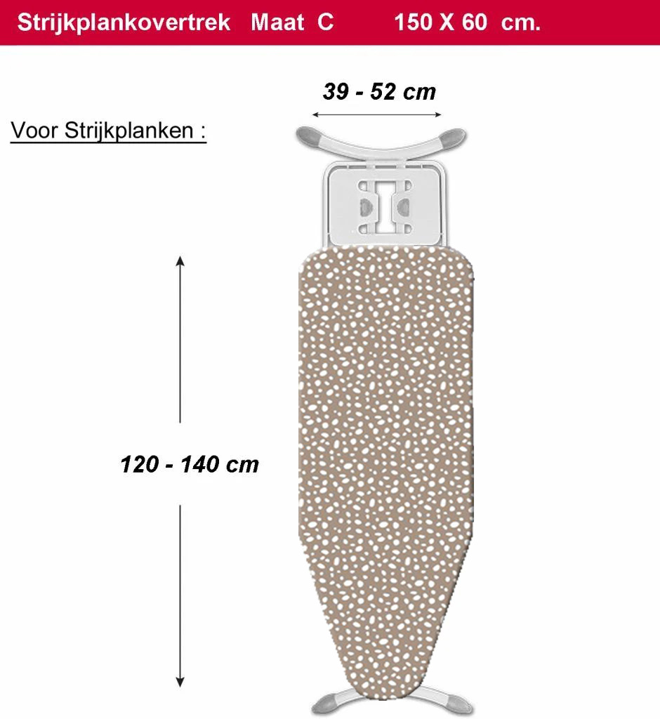 Strijkplankhoes 5 lagen maat C   BEIGSNEEUW