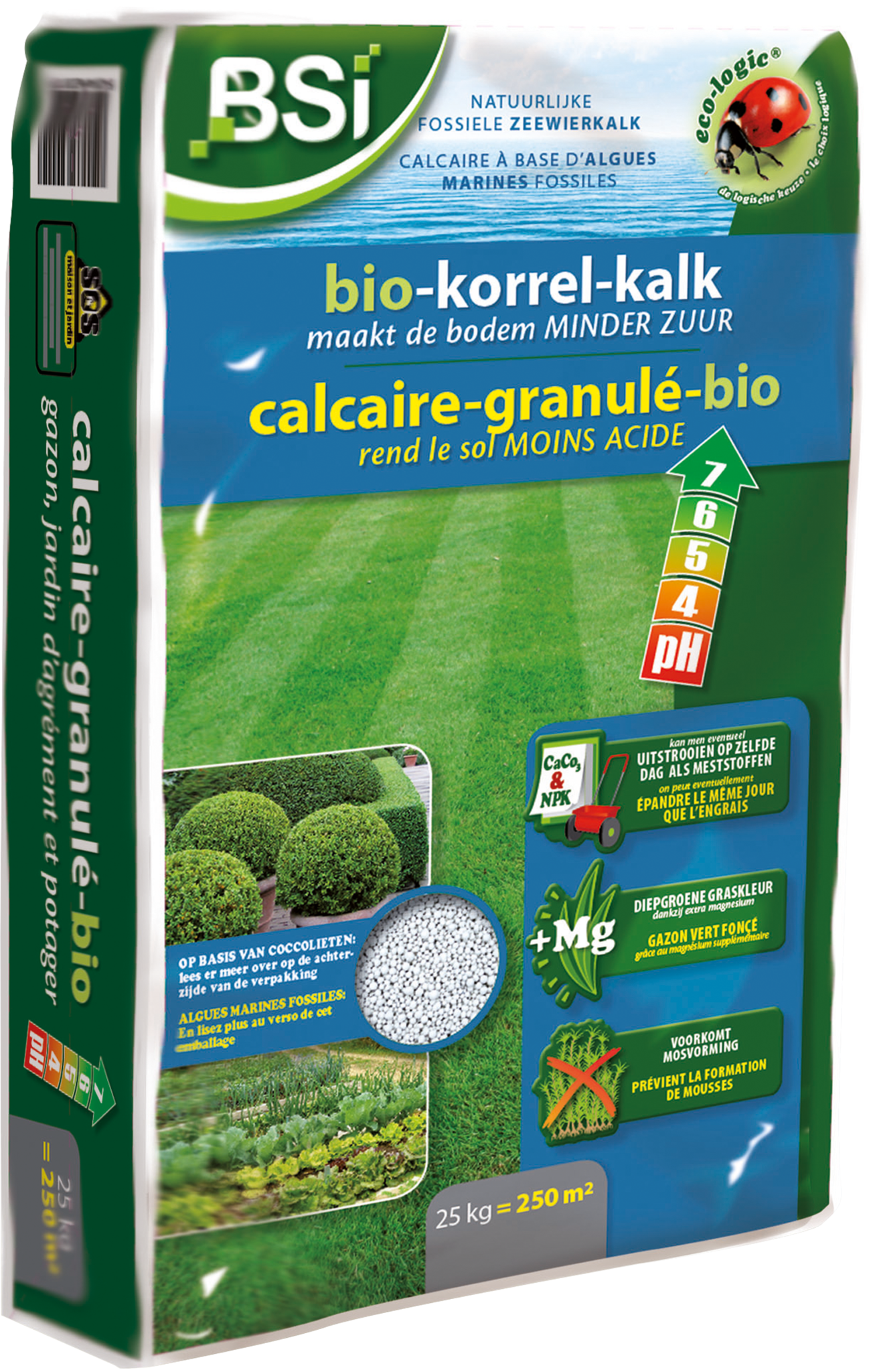 Top gazon bio-korrel-kalk + Mgo = 250 m² (25kg)
