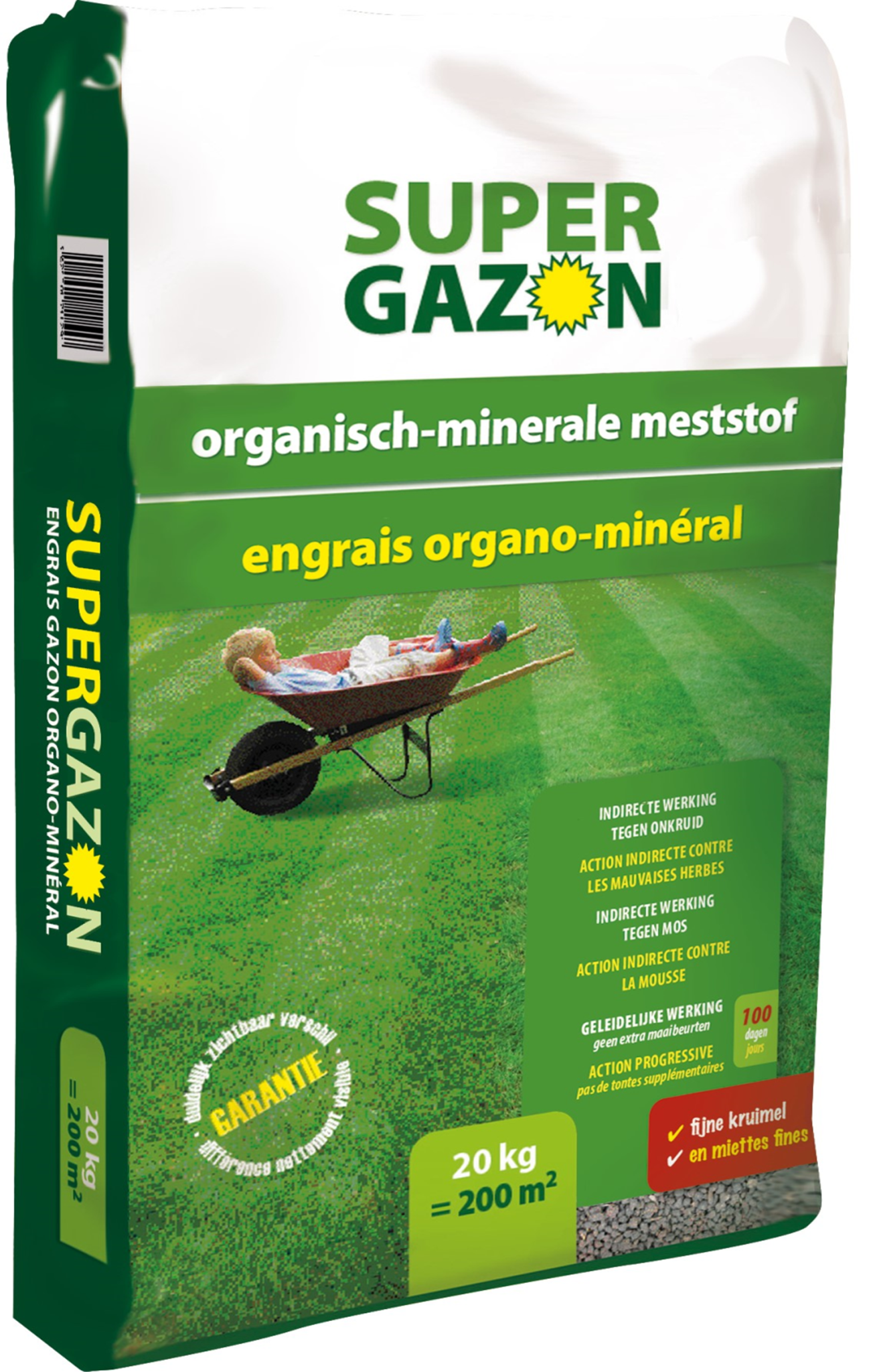 Super Gazon - Gazonmeststof tegen mos en onkruid  20 Kg.