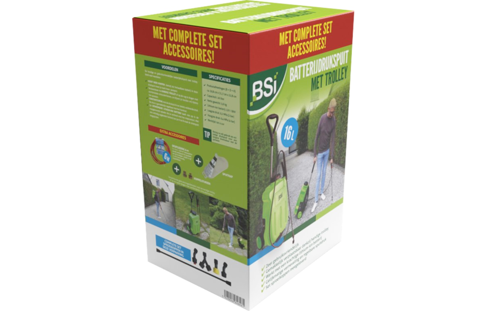 Elektrische Batterij Drukspuit 16 L. -  Voordeelpakket