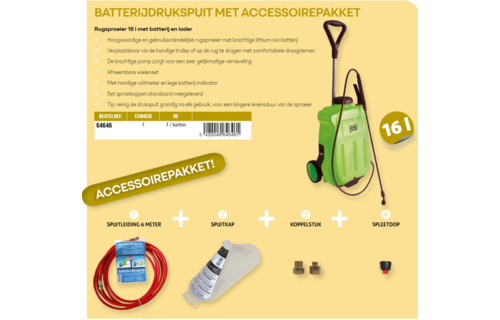 Elektrische Batterij Drukspuit 16 L. -  Voordeelpakket