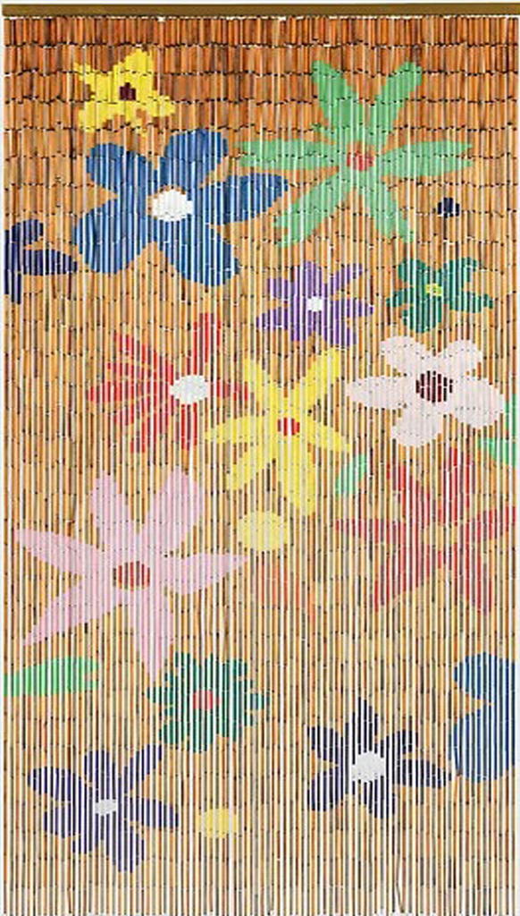 Bamboe vliegengordijn "FLOWER POWER"  90 x 200 cm
