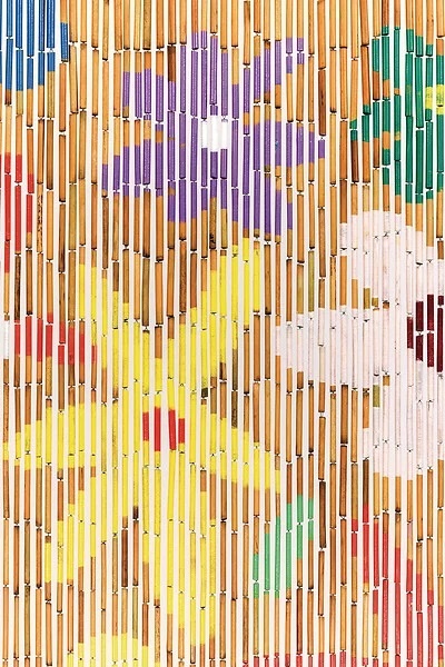 Bamboe vliegengordijn "FLOWER POWER"  90 x 200 cm