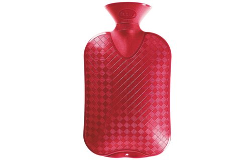 Warmwaterkruik geribd kersenrood 2 Liter